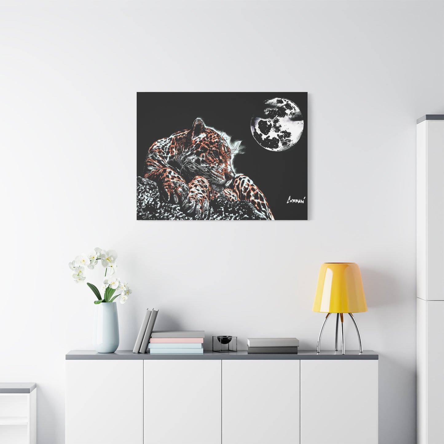 Leopard Canvas Art – Original Hand-Drawn Realistic Big Cat Wall Decor printed on Matte Canvas, Stretched, 1.25"