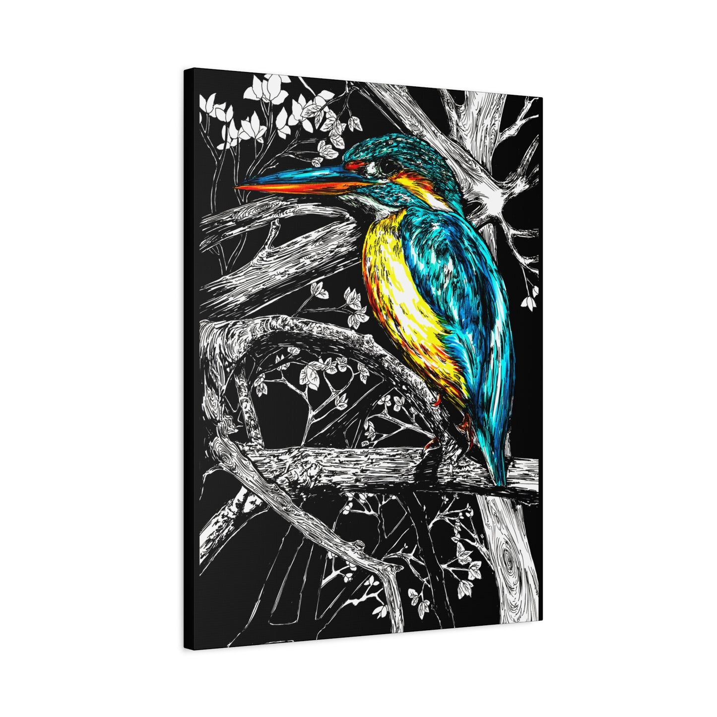 Kingfisher Bird Wall Art Print of the Original, hand drawn