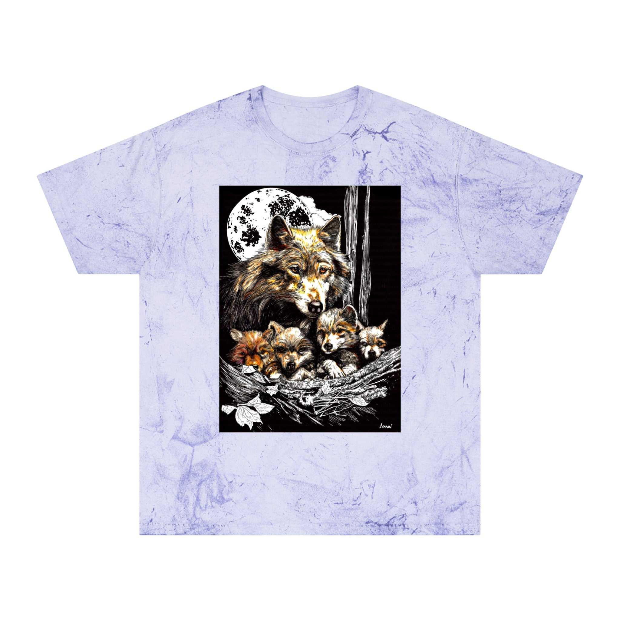 Moonlit Wolf Family Unisex Color Blast Shirt Nature Lover Gift