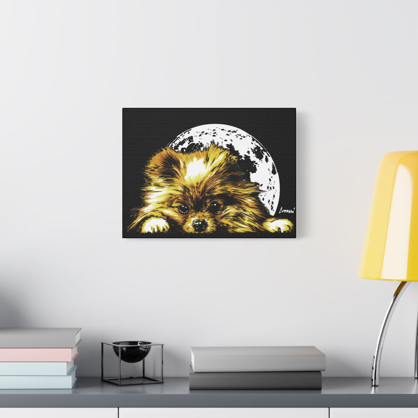 Pomeranian Moon Canvas Art Print- Dog Lover's Decor, 1.25" Stretched Print