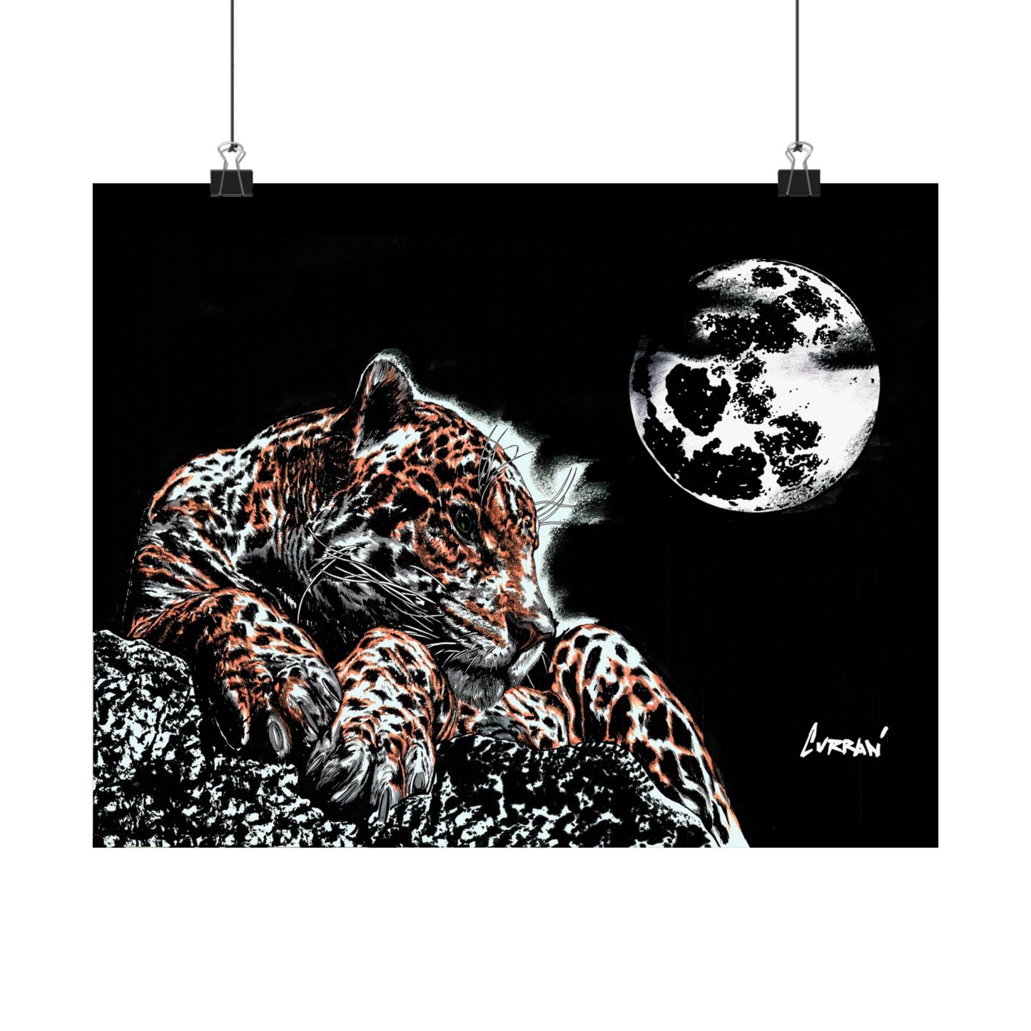 Majestic Leopard Satin Poster (300gsm) - Moonlit Wildlife Art
