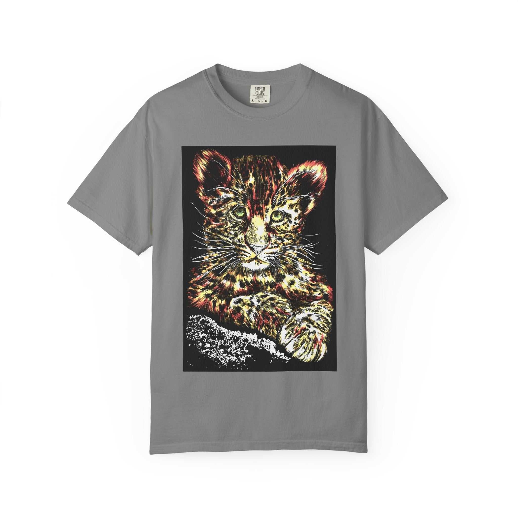 Turn heads with our wildlife Unisex Garment-Dyed T-shirt featuring Playful Leopard Cub. Perfect blend of style and comfort. Shop now!