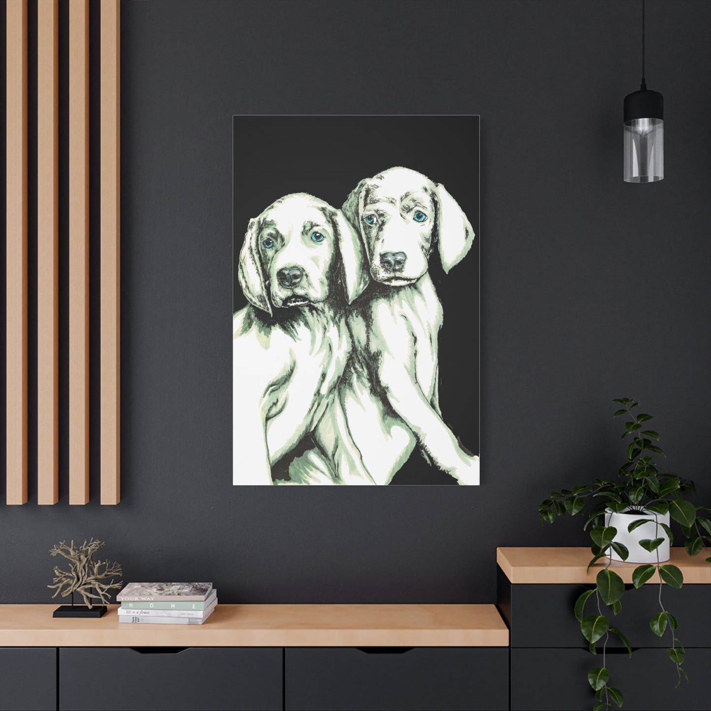 Two Puppies Art Canvas Print - Stretched Wall Decor