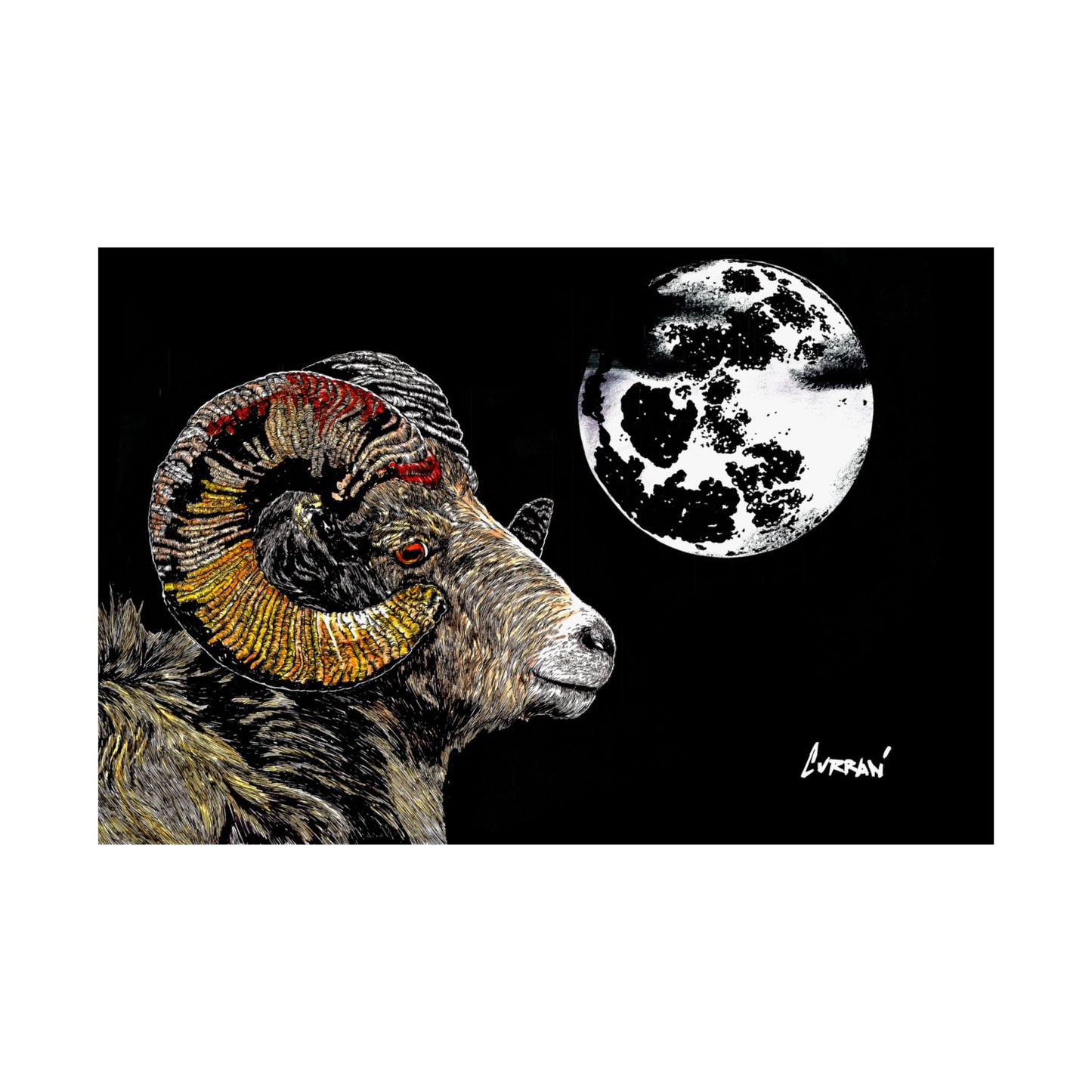 Mountain Ram Satin Poster - 300gsm Art Print for Home Decor