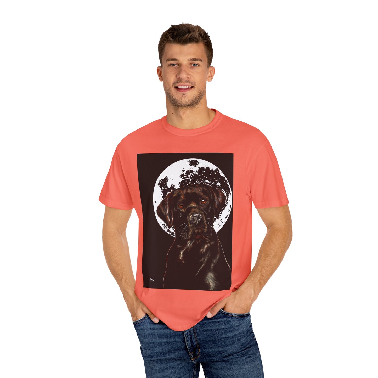 Moonlit Chocolate Lab Unisex Garment-Dyed T-Shirt
