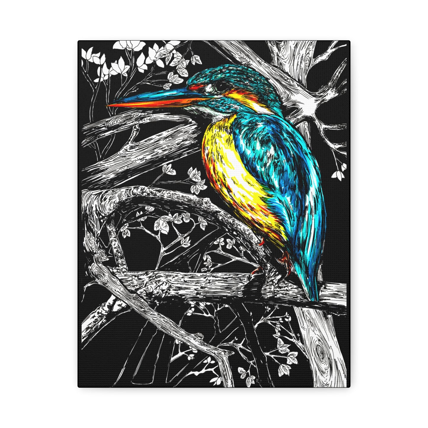 Kingfisher Bird Wall Art Print of the Original, hand drawn