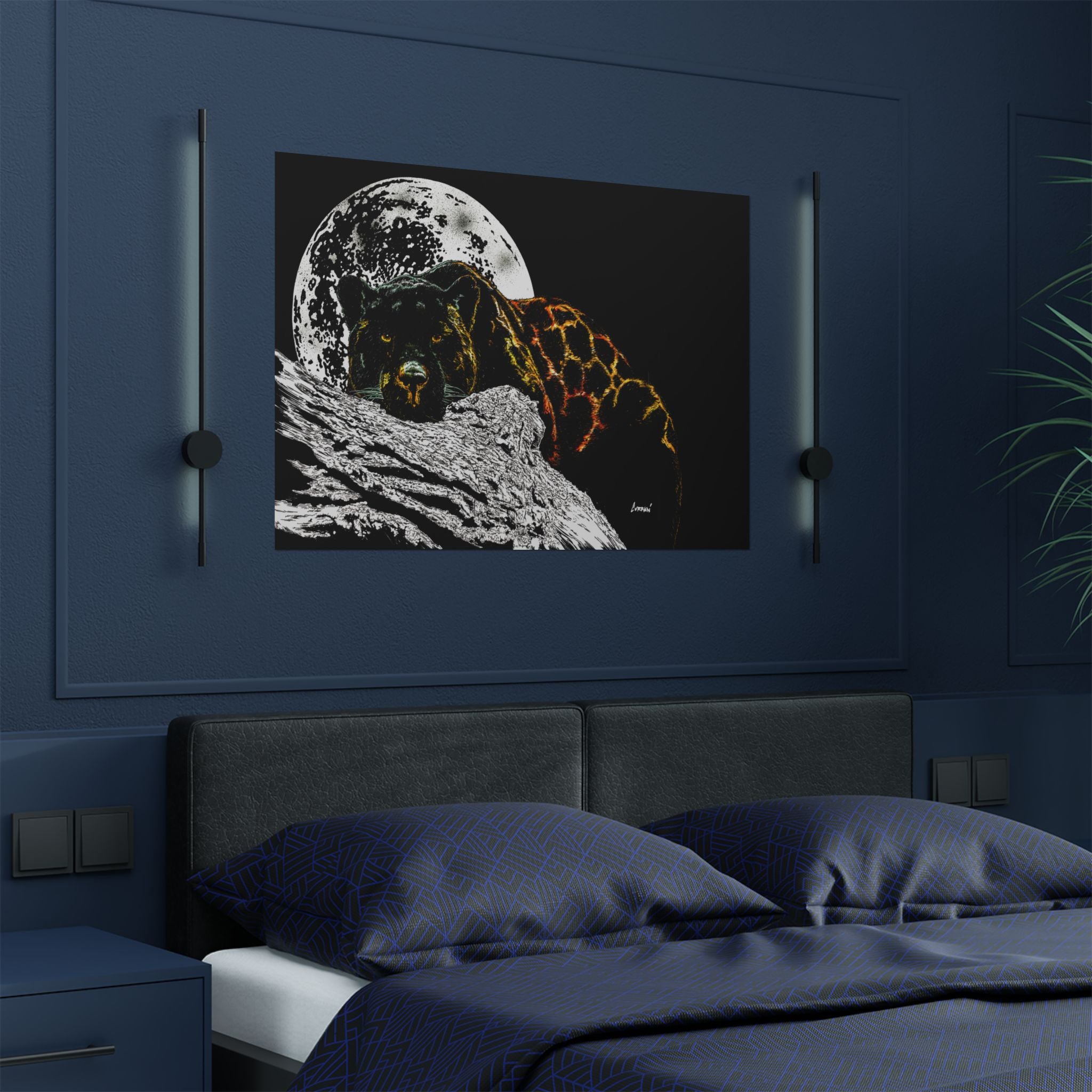 Majestic Bear Satin Poster - Night Moon Art Print (300gsm)