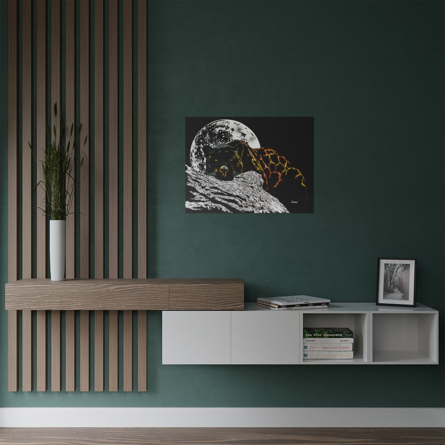 Majestic Bear Satin Poster - Night Moon Art Print (300gsm)