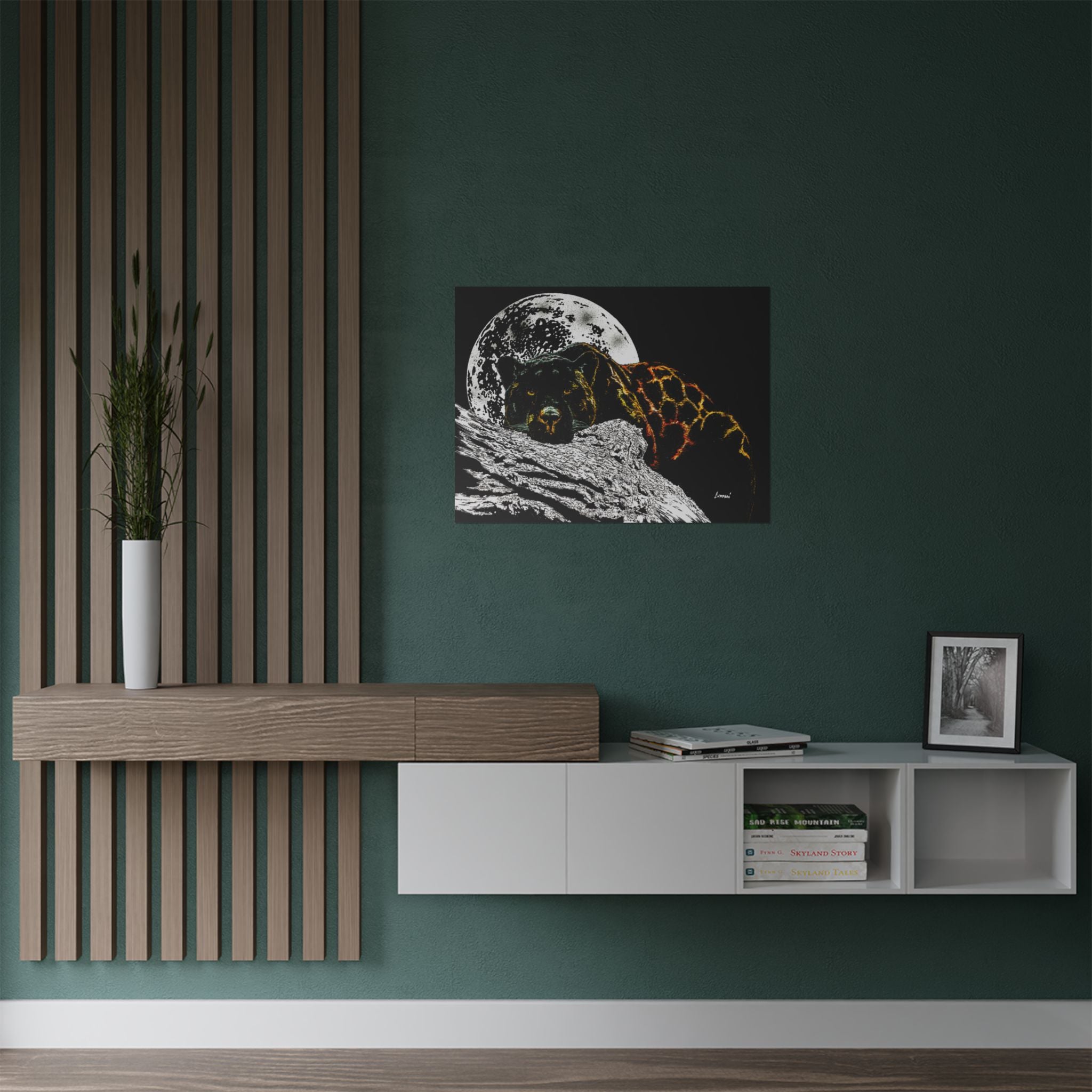 Majestic Bear Satin Poster - Night Moon Art Print (300gsm)