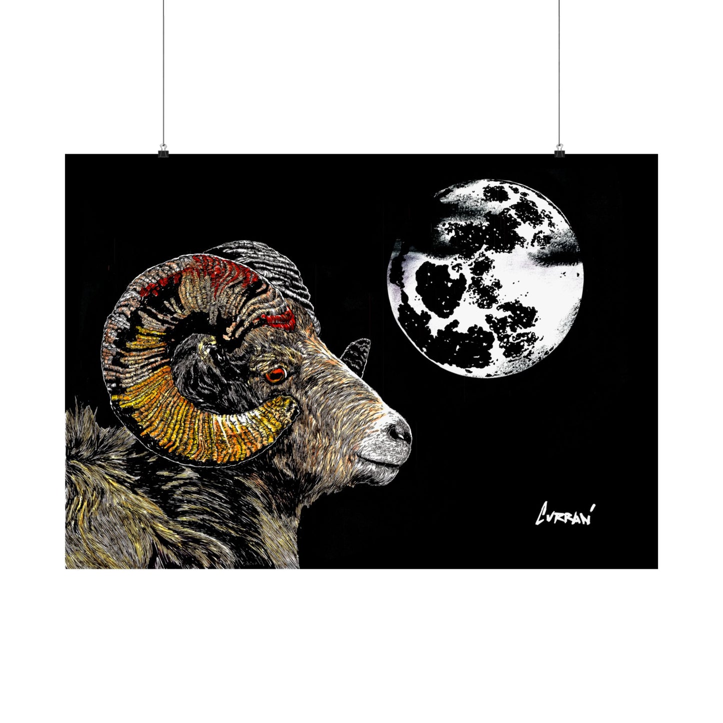 Mountain Ram Satin Poster - 300gsm Art Print for Home Decor