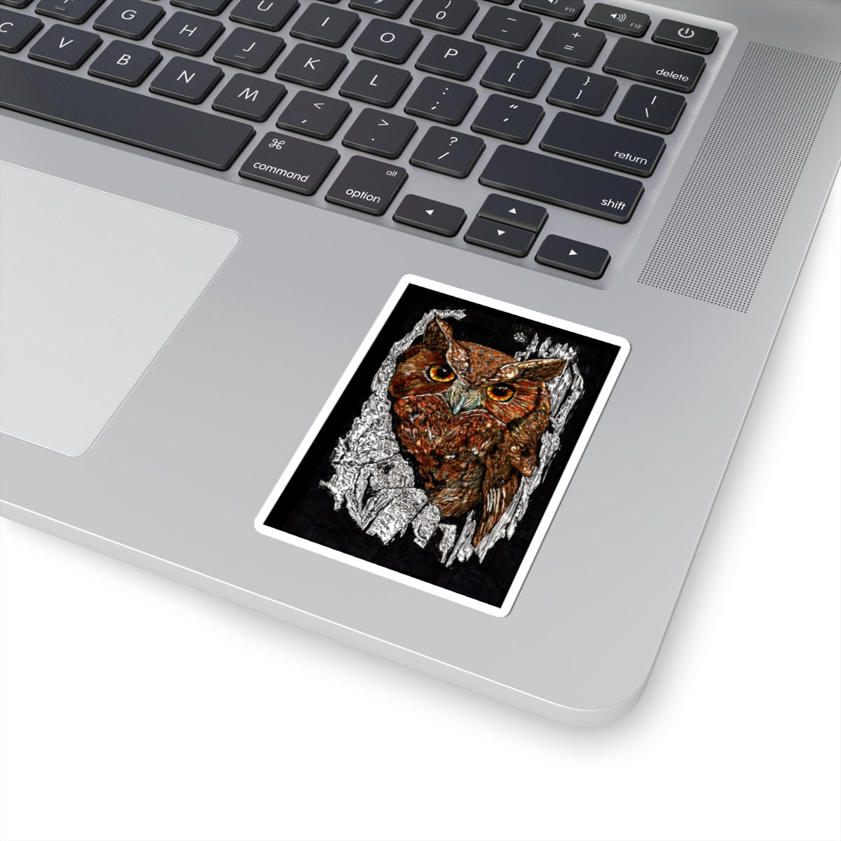 Realistic Owl Kiss-Cut Sticker - Nature-Inspired Art for Laptops & Decor