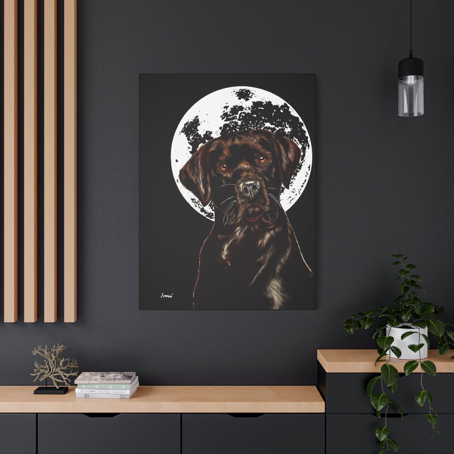 Chocolate Lab in Moonlight Wall Art Print of the Original