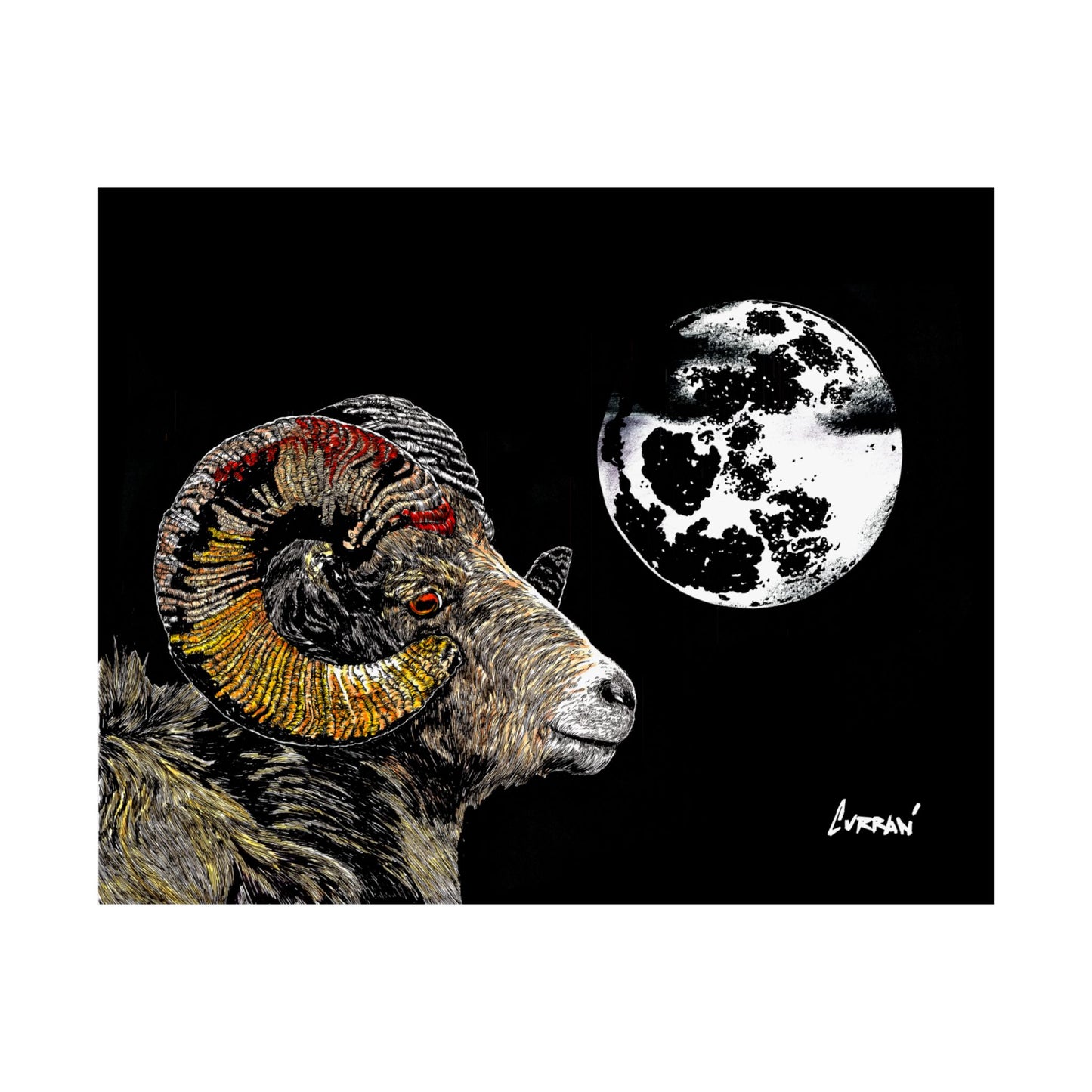 Mountain Ram Satin Poster - 300gsm Art Print for Home Decor