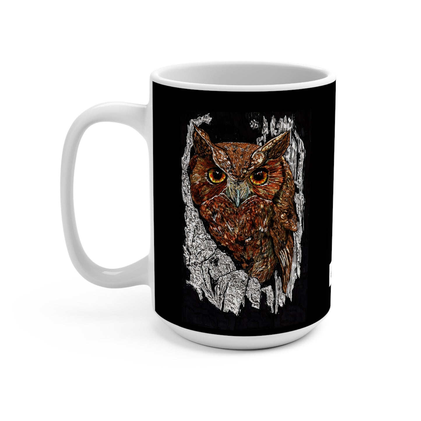 Majestic Owl 15oz Coffee Mug - Artistic Wildlife Design for Nature Lovers