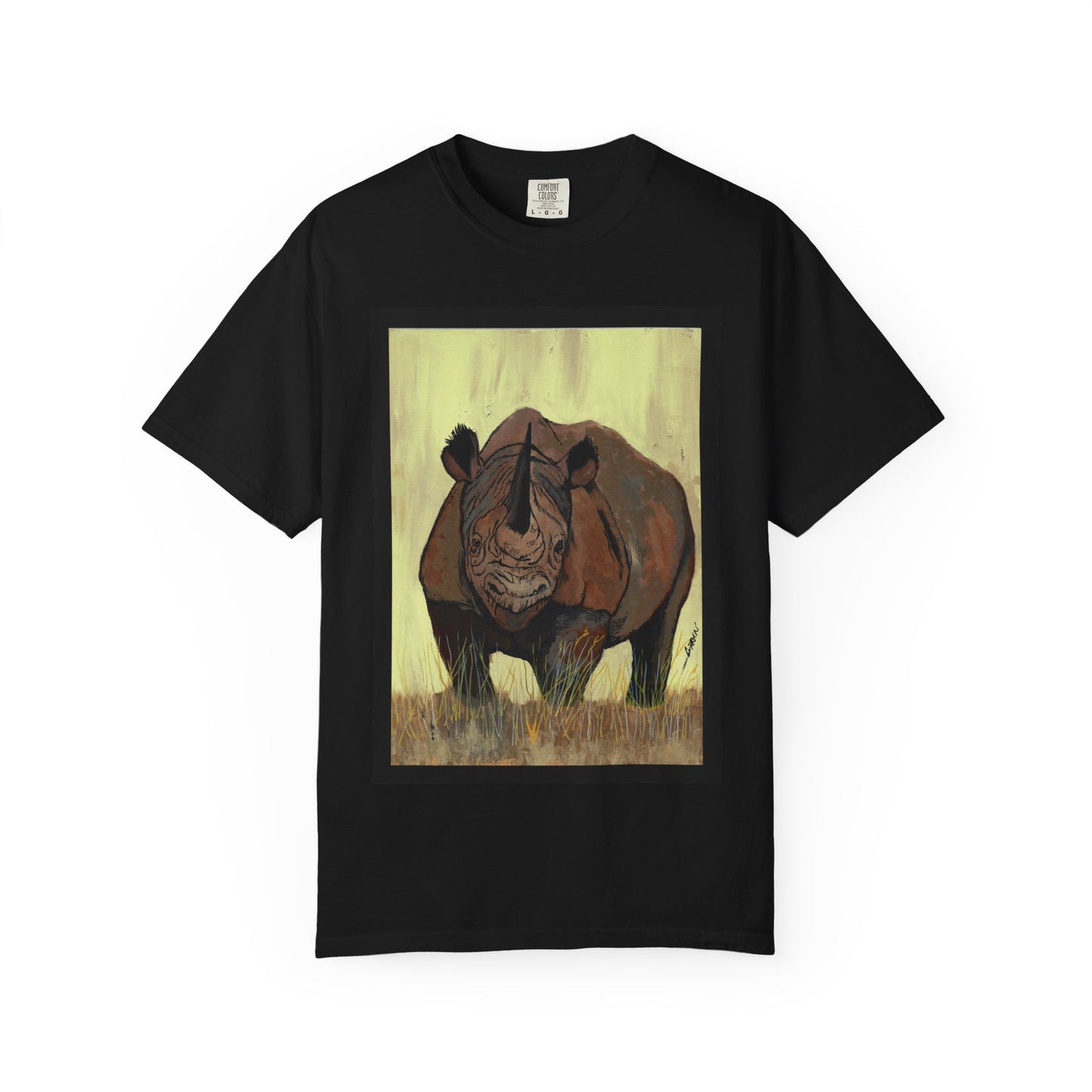 Wildlife Rhinos Unisex Garment-Dyed T-Shirt - Eco-Friendly Nature Art