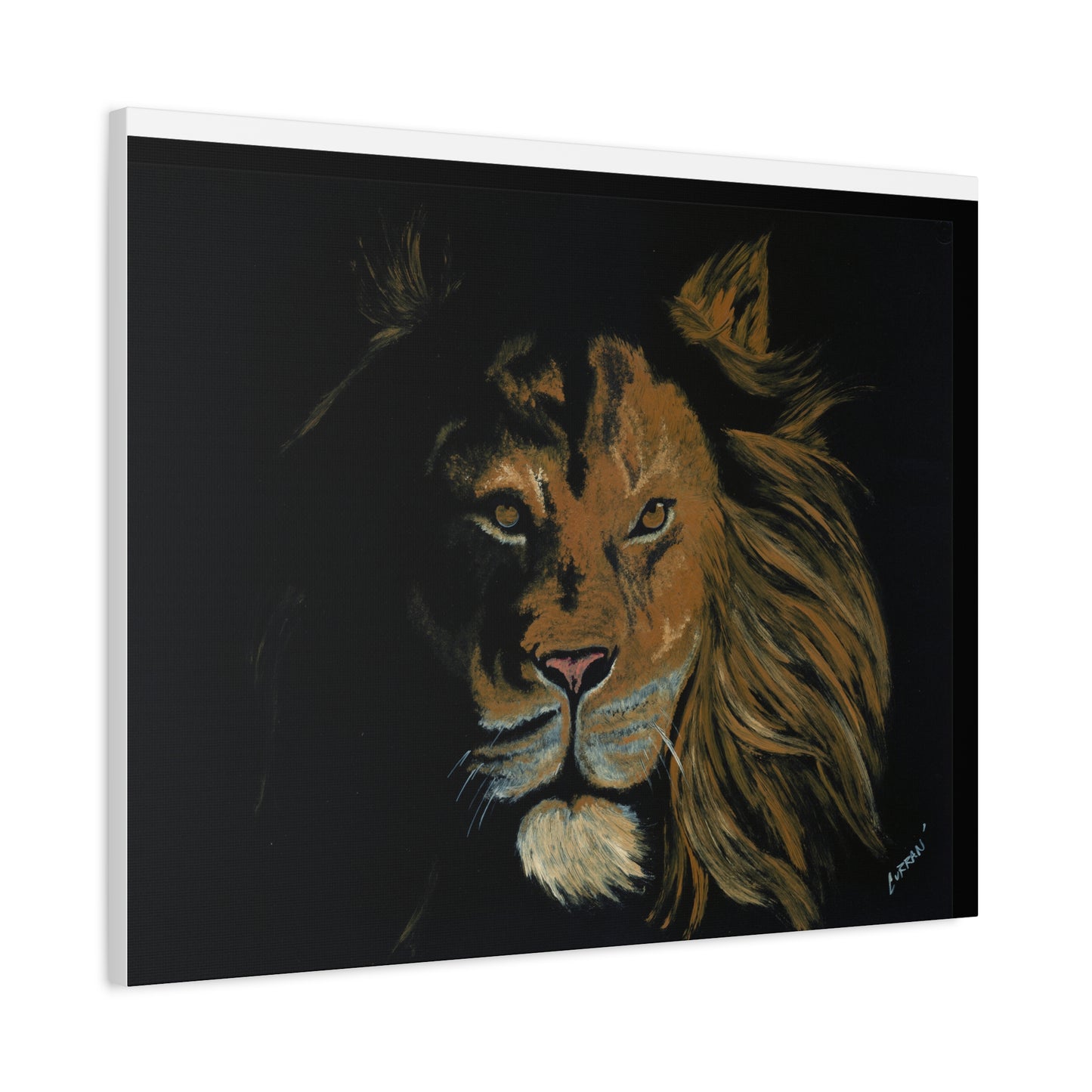 Lion Canvas Art – Original Hand-Painted Realistic and Detailed Big Cat Portrait printed on Matte Canvas, Stretched, 1.25"