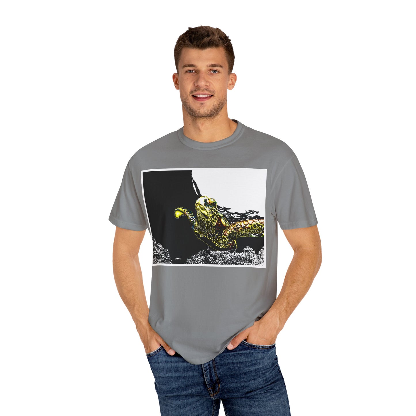 Sea Turtle Garment-Dyed Graphic Tee - Unisex Ocean Style T-Shirt