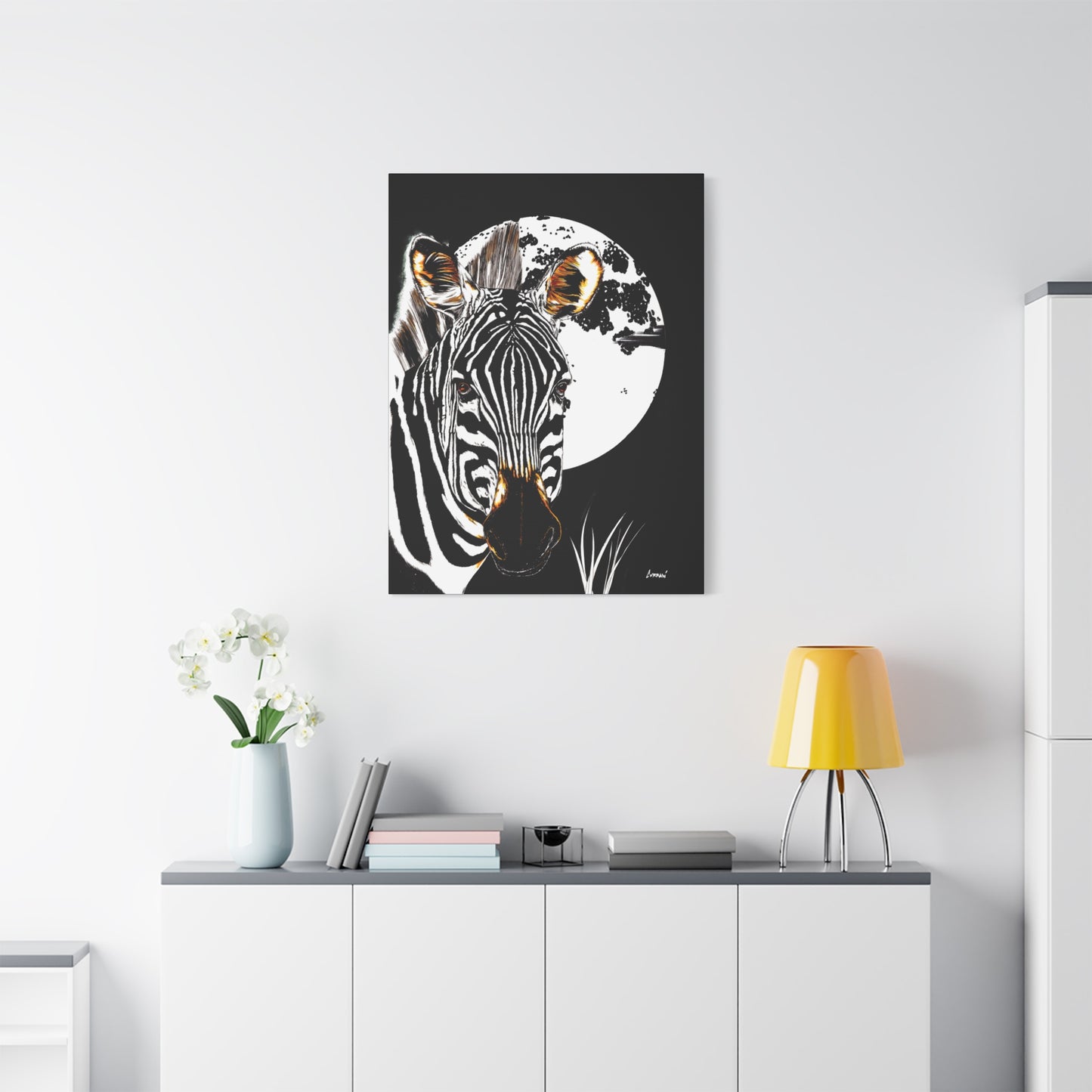 Zebra Wall Art, Zebra Print, Hand-Drawn Zebra, Wildlife Art, Safari Animal Decor, Nature Wall Art, Black and White Art, Animal Lover Gift Printed on Matte Canvas, Stretched, 1.25"