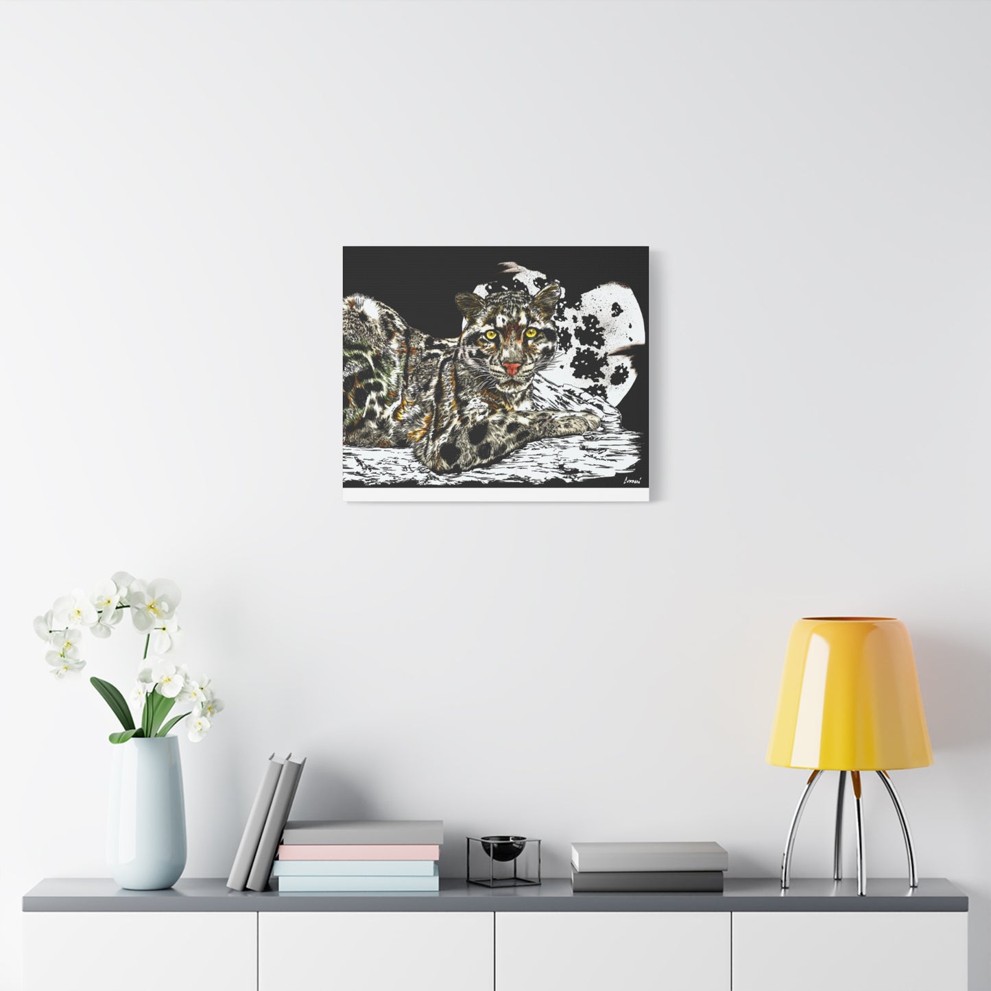 Leopard Canvas Art – Original Hand-Drawn Realistic and Detailed Big Cat Illustration printed on Matte Canvas, Stretched, 1.25"