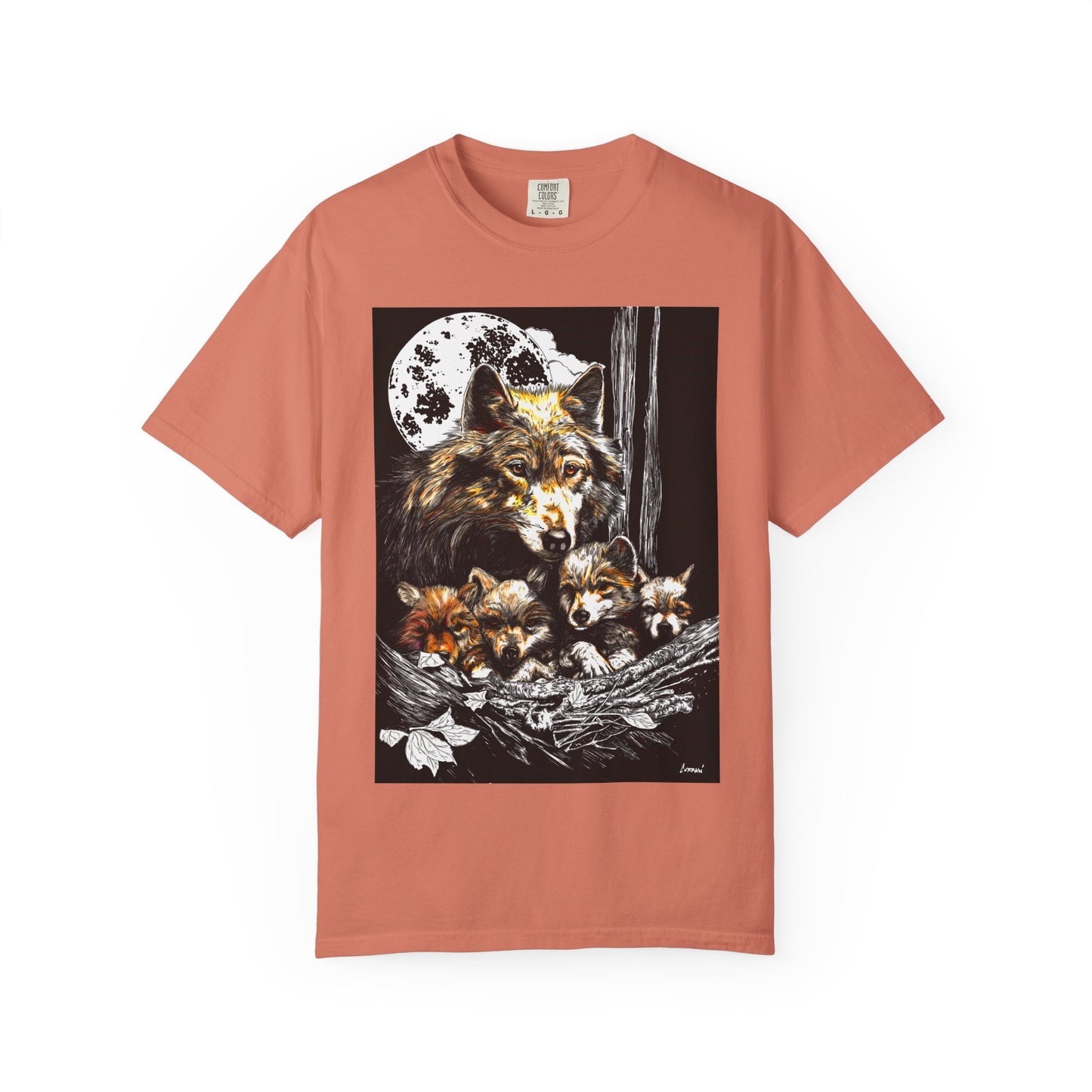 Wolf Family Garment-Dyed T-Shirt - Nature Inspired Art
