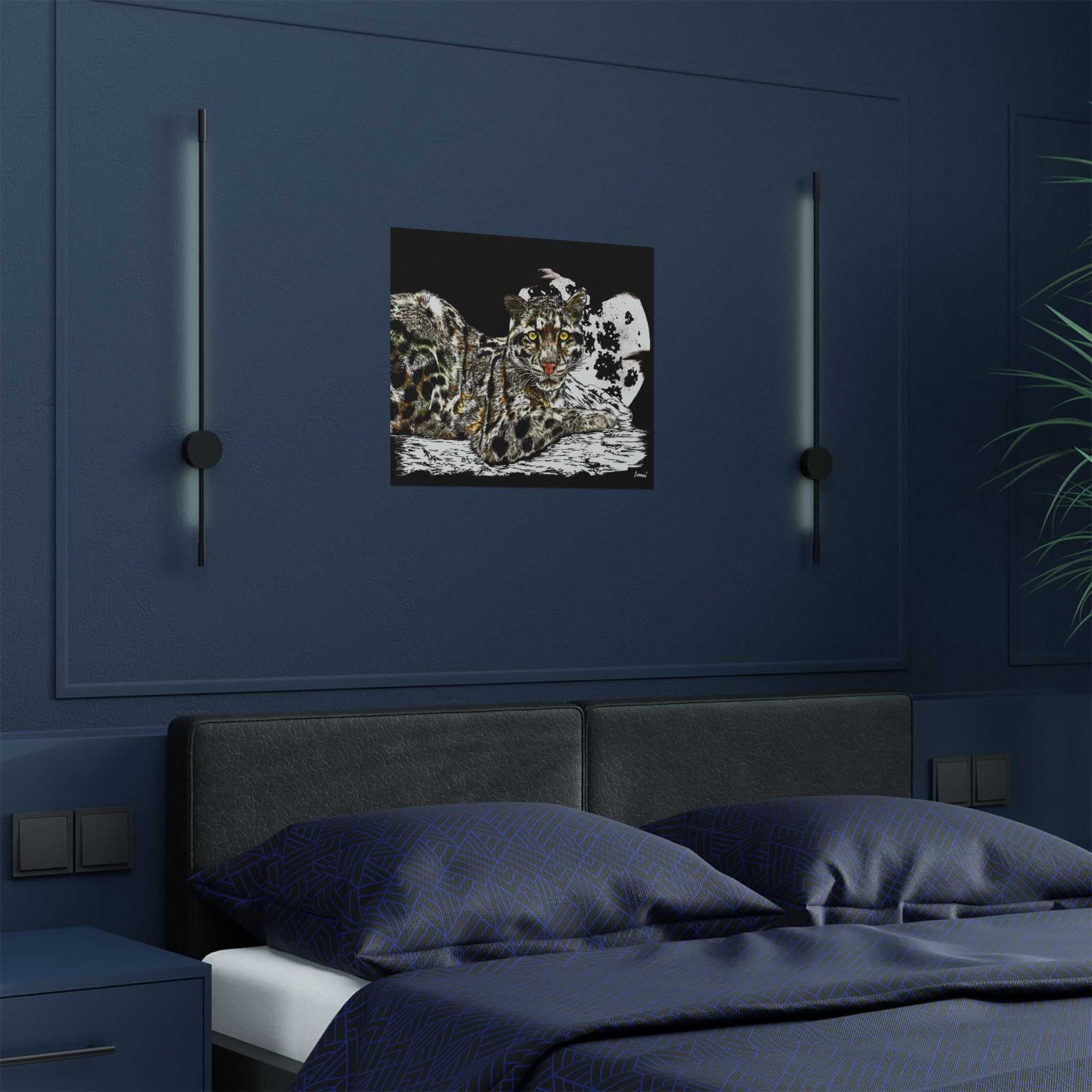 Majestic Snow Leopard Satin Poster, Art Print