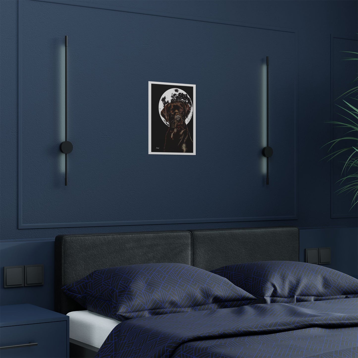 Chocolate Lab Dog Moonlight Satin Poster