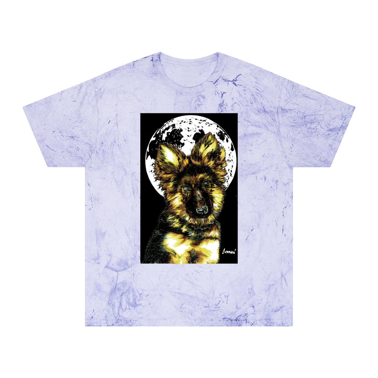 Unisex Color Blast T Shirt with Moonlit German Shepherd