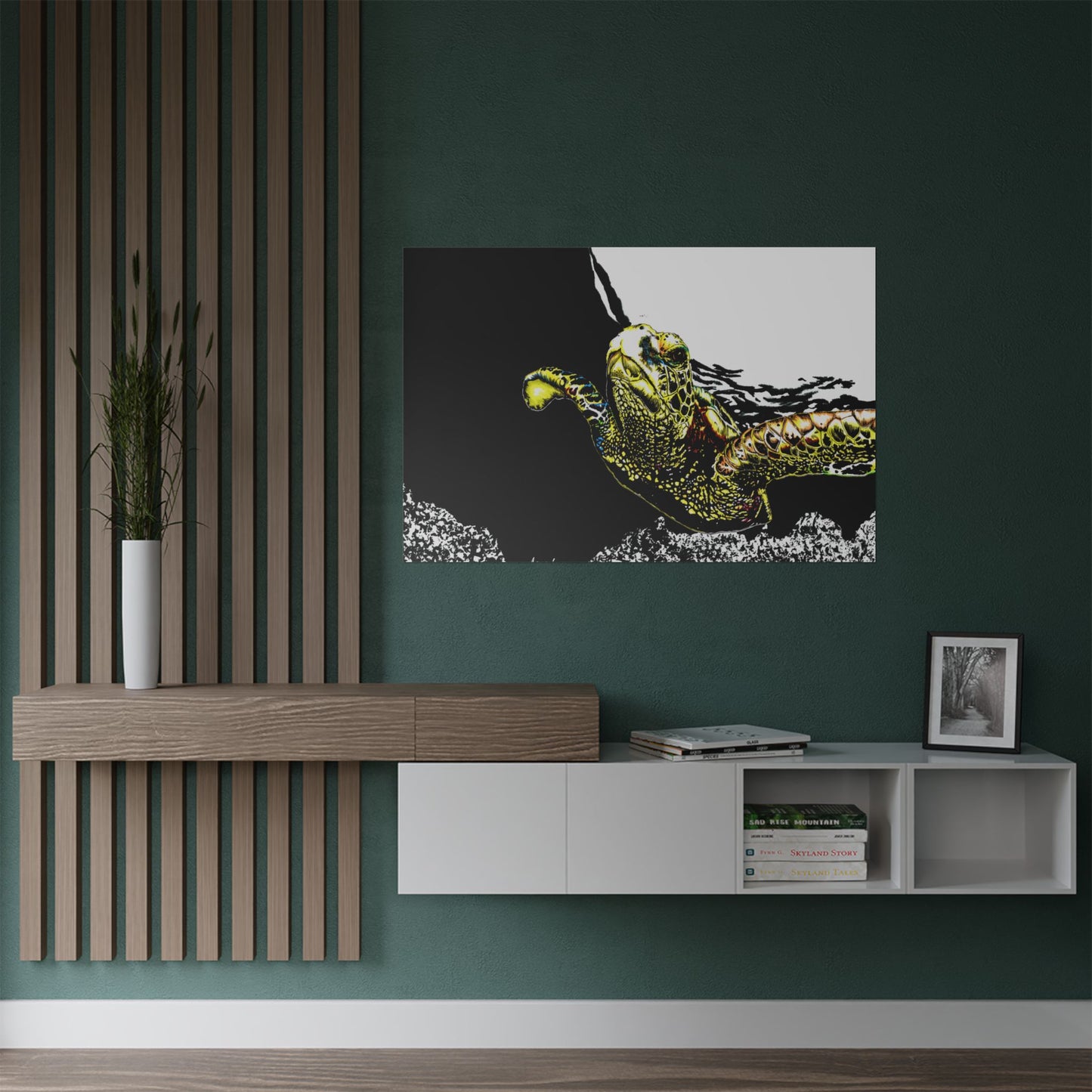 Underwater Turtle Satin Poster - Vibrant Ocean Decor for Marine Life Enthusiasts