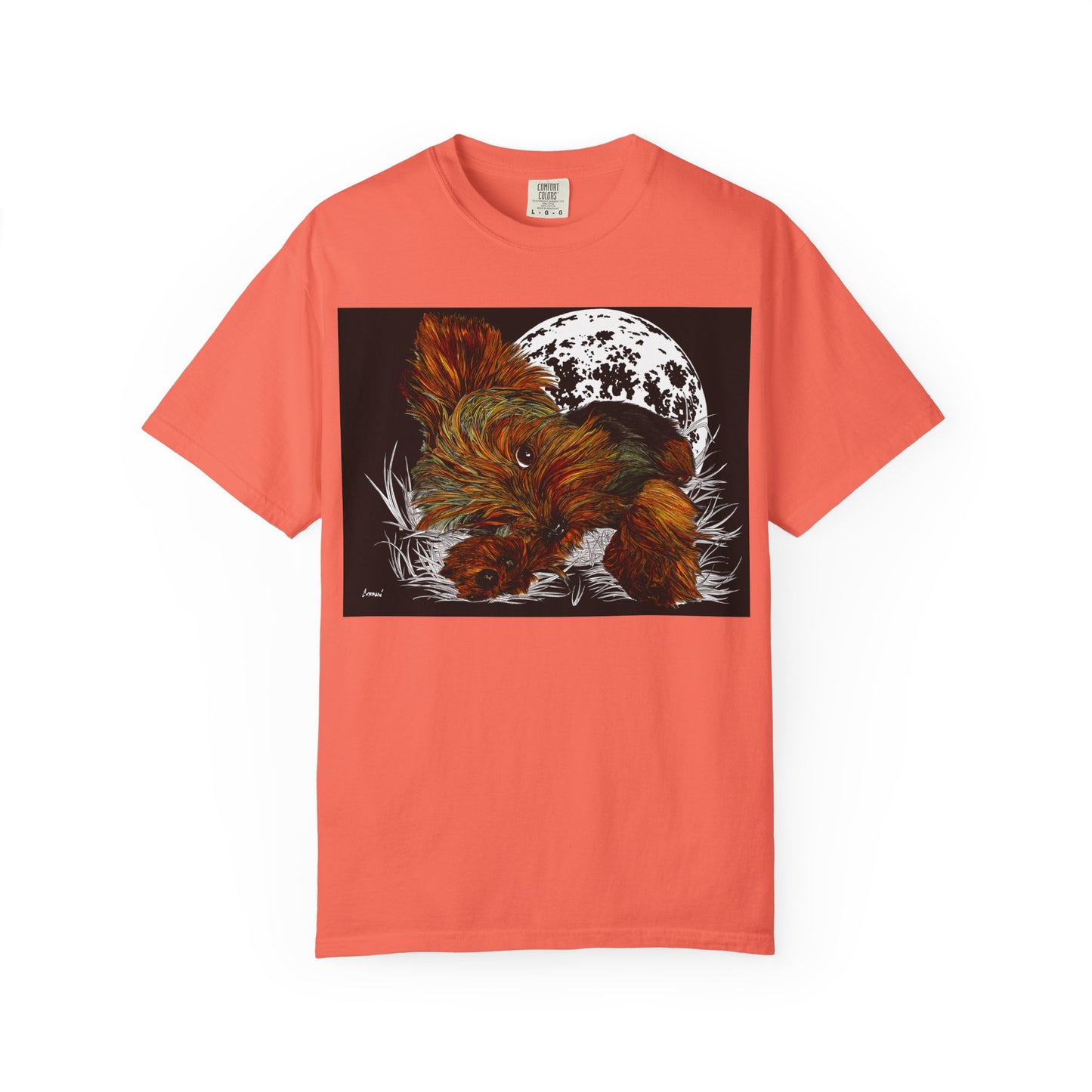 Yorkie Terrier Unisex Garment-Dyed T-Shirt – Original Hand-Drawn Art