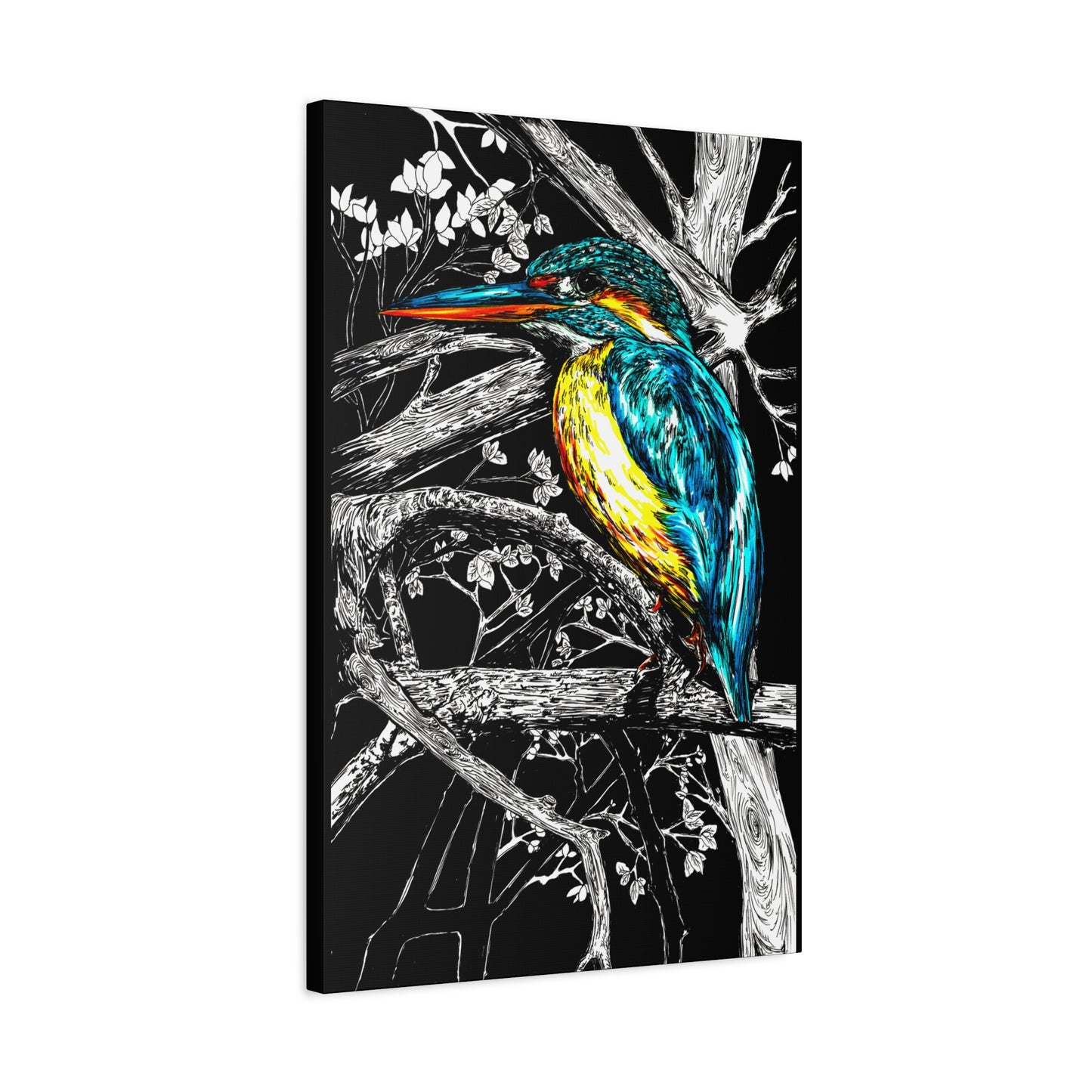 Kingfisher Bird Wall Art Print of the Original, hand drawn