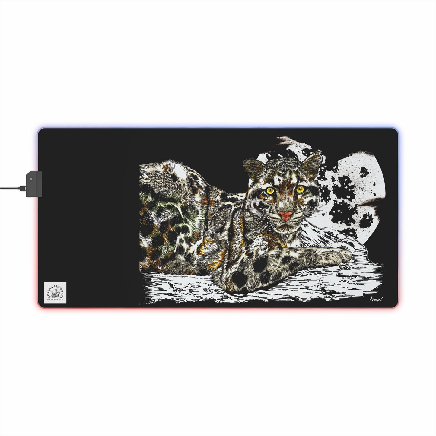 LED Gaming Mouse Pad with Leopard Design - Perfect for Gamers and Wildlife Lovers