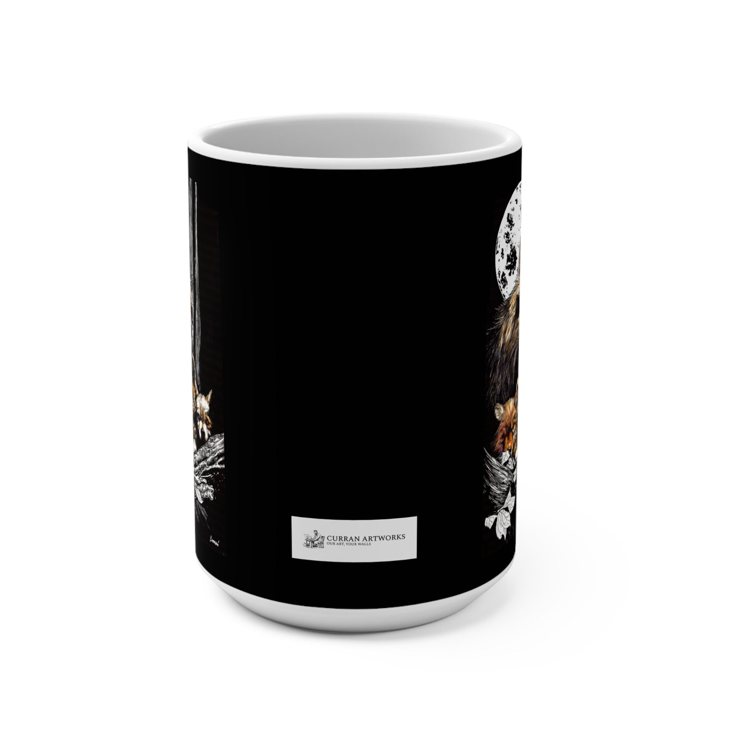 Wildlife Wolf Family Mug - 15oz Moonlit Design for Nature Lovers