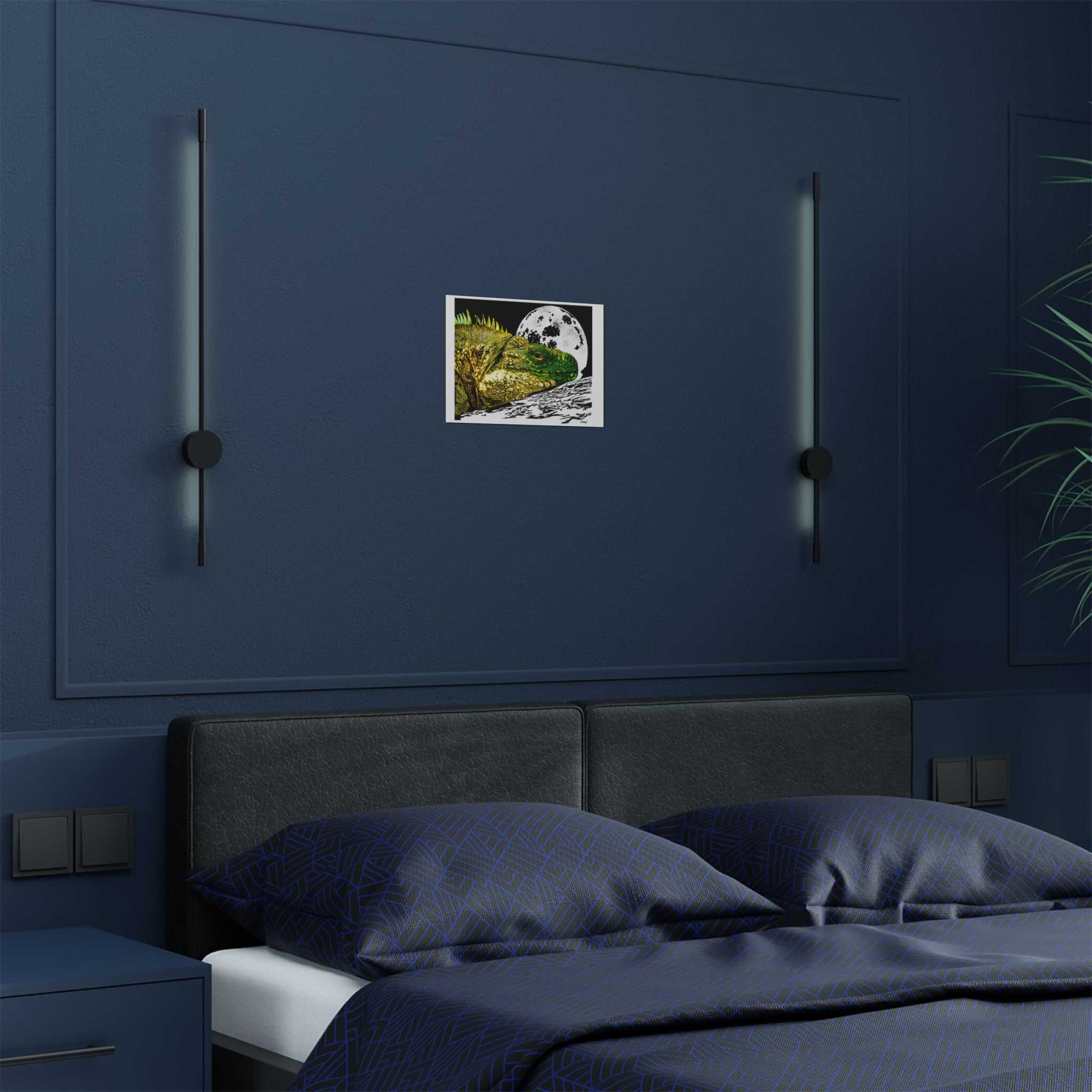 Transform your walls with our Vibrant Iguana Satin Poster - Moonlit Art Print for Nature Lovers. Bring nature's beauty indoors!