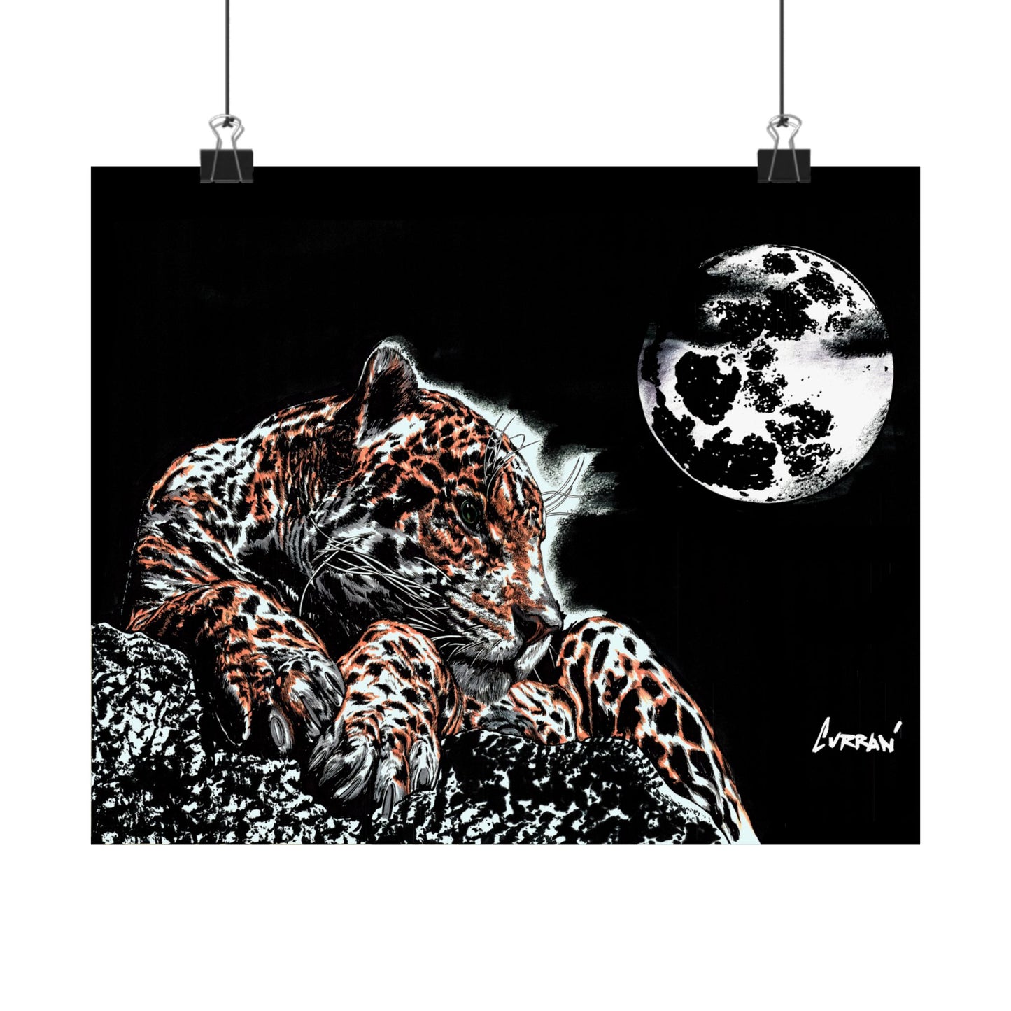 Majestic Leopard Satin Poster (300gsm) - Moonlit Wildlife Art