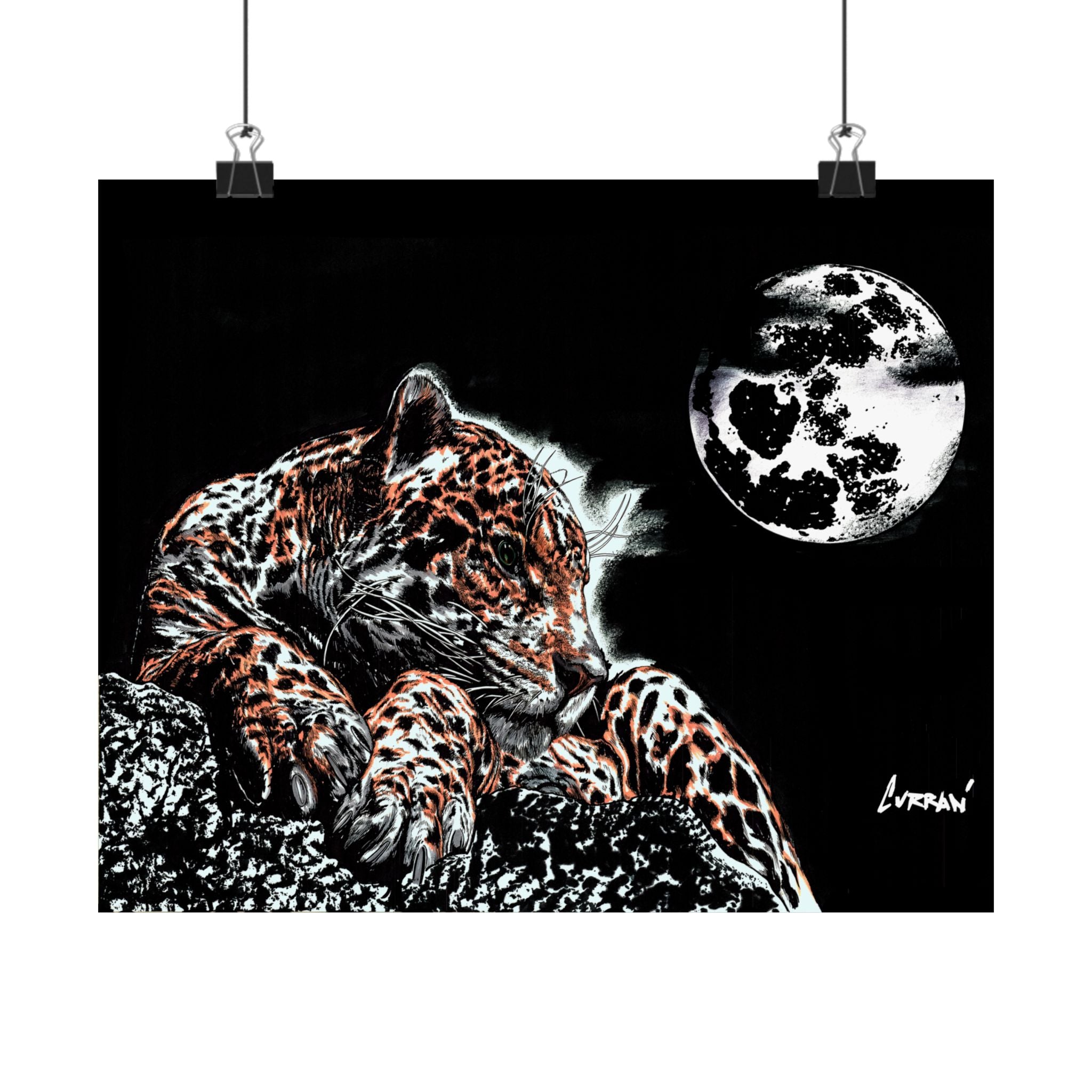 Majestic Leopard Satin Poster (300gsm) Moonlit Wildlife Art