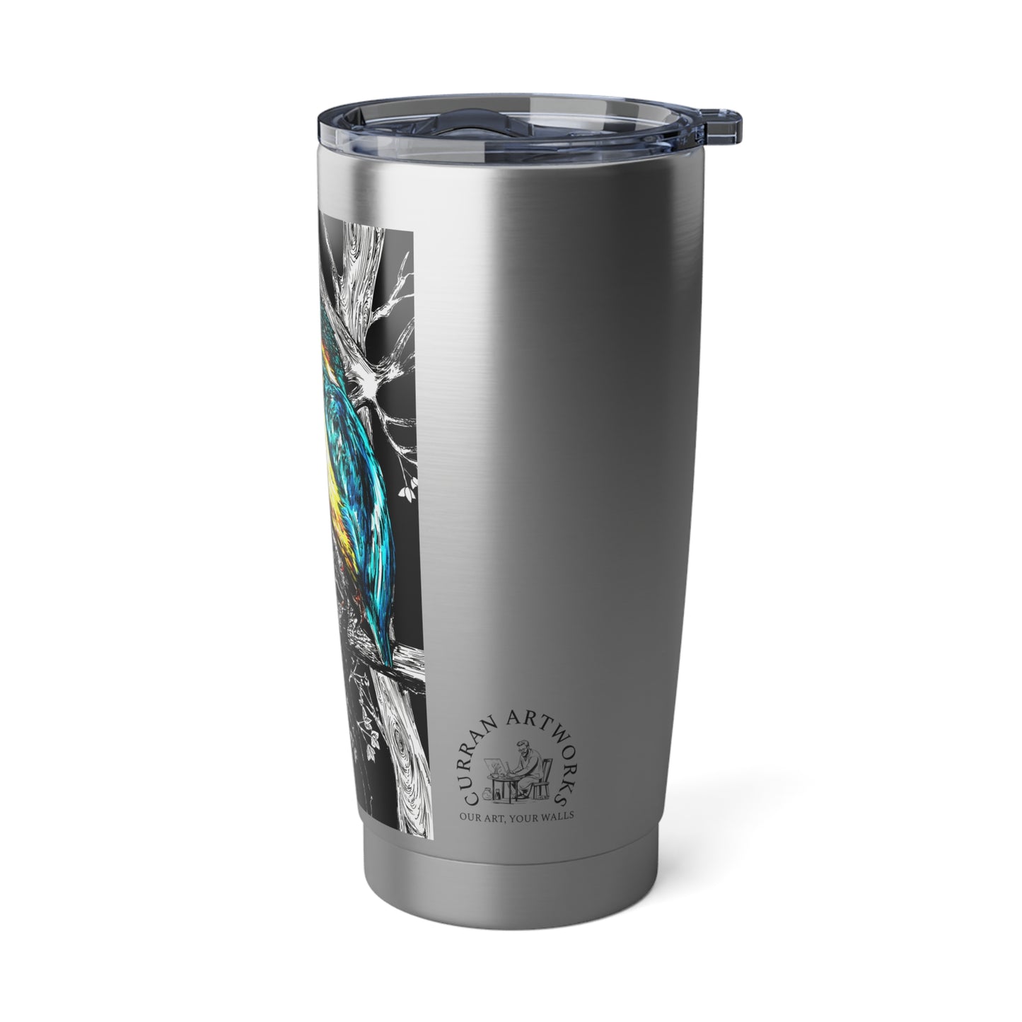 Exotic Bird 20oz Tumbler Travel Mug, Hand Drawn Original Art