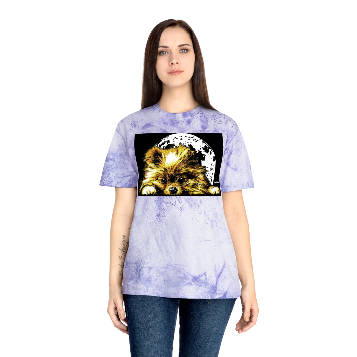 Color Blast T-Shirt with Dog Design - Unisex Moonlit Pet Tee