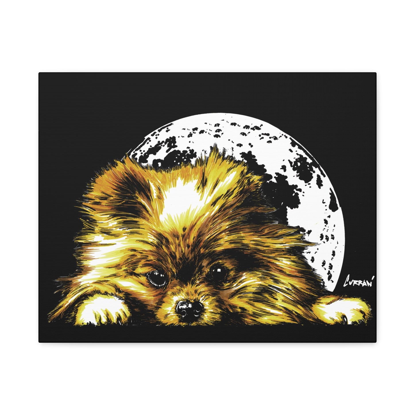 Pomeranian Moon Canvas Art Print- Dog Lover's Decor, 1.25" Stretched Print