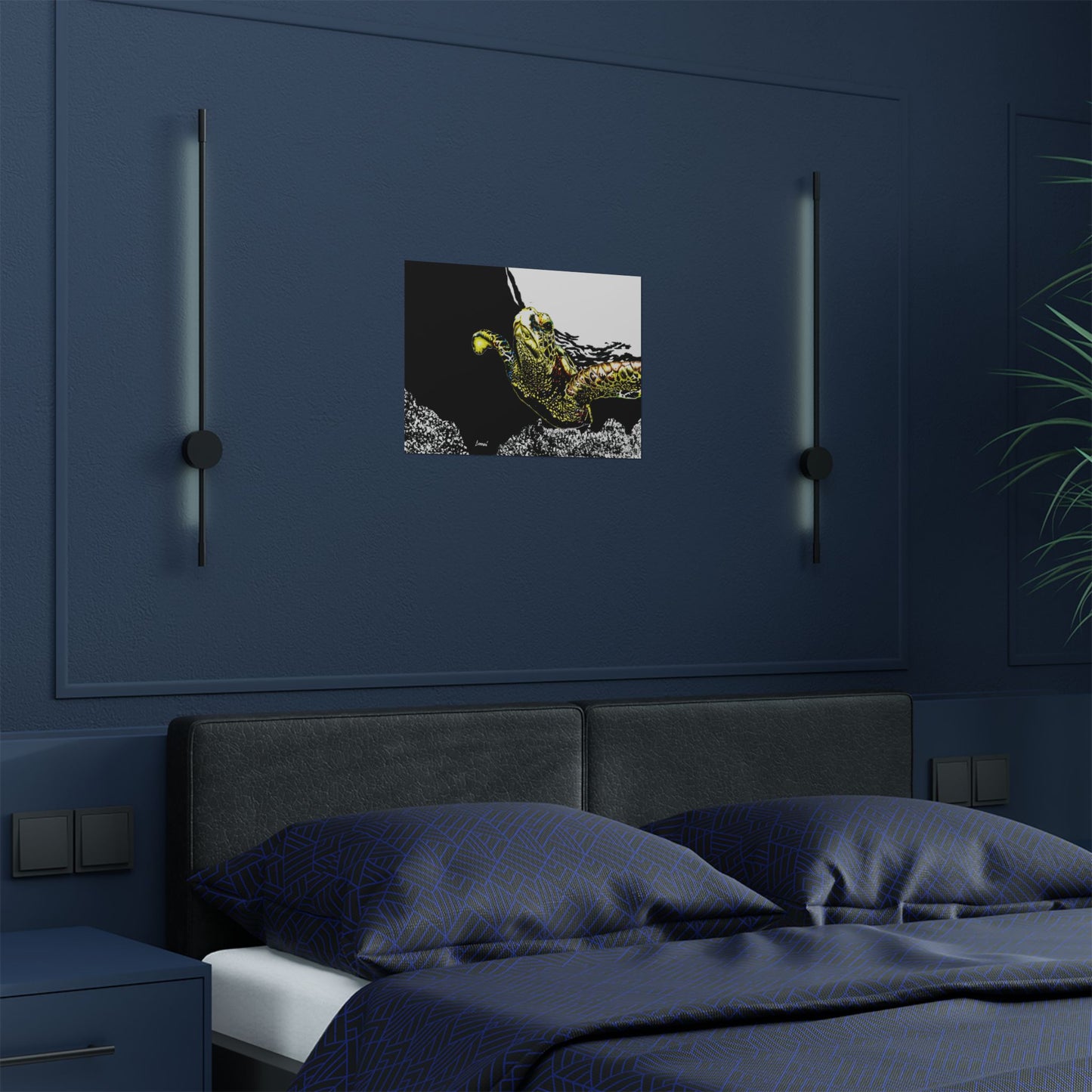 Underwater Turtle Satin Poster - Vibrant Ocean Decor for Marine Life Enthusiasts