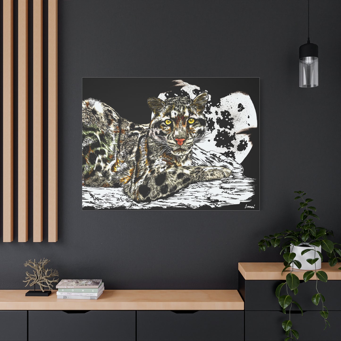 Leopard Canvas Art – Original Hand-Drawn Realistic and Detailed Big Cat Illustration printed on Matte Canvas, Stretched, 1.25"
