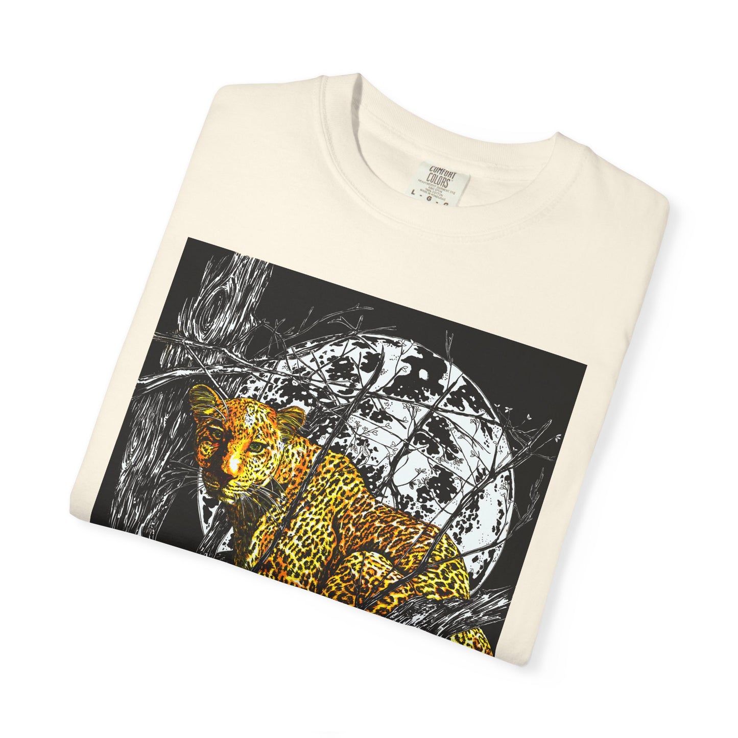 Moonlit Leopard Unisex Garment-Dyed T-Shirt - Wild Animal Art Tee