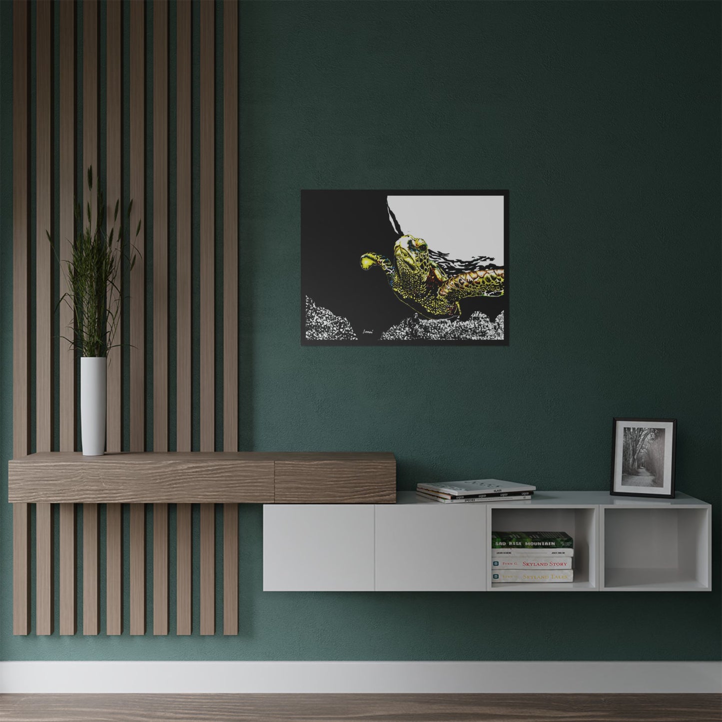 Underwater Turtle Satin Poster - Vibrant Ocean Decor for Marine Life Enthusiasts