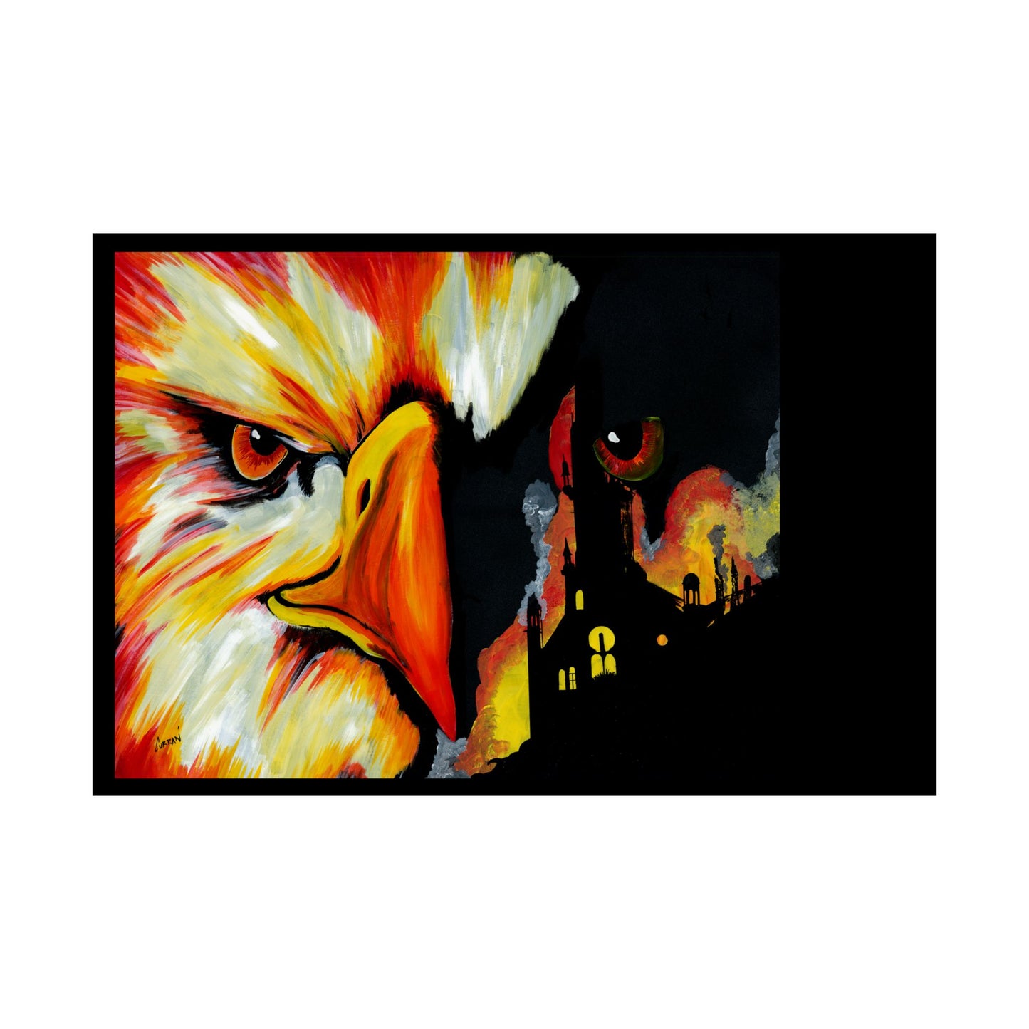 Phoenix Vibrant Satin Poster - Fierce Eagle Artwork