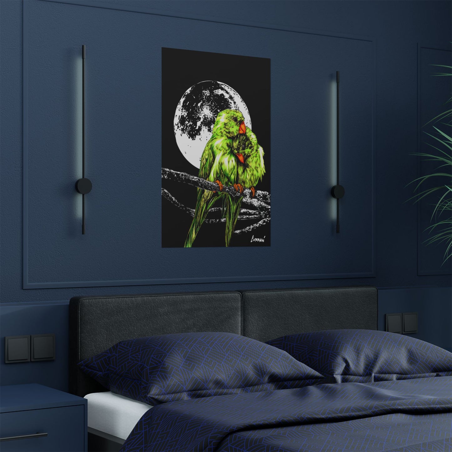Vibrant Lovebirds Satin Poster - 300gsm Wall Art