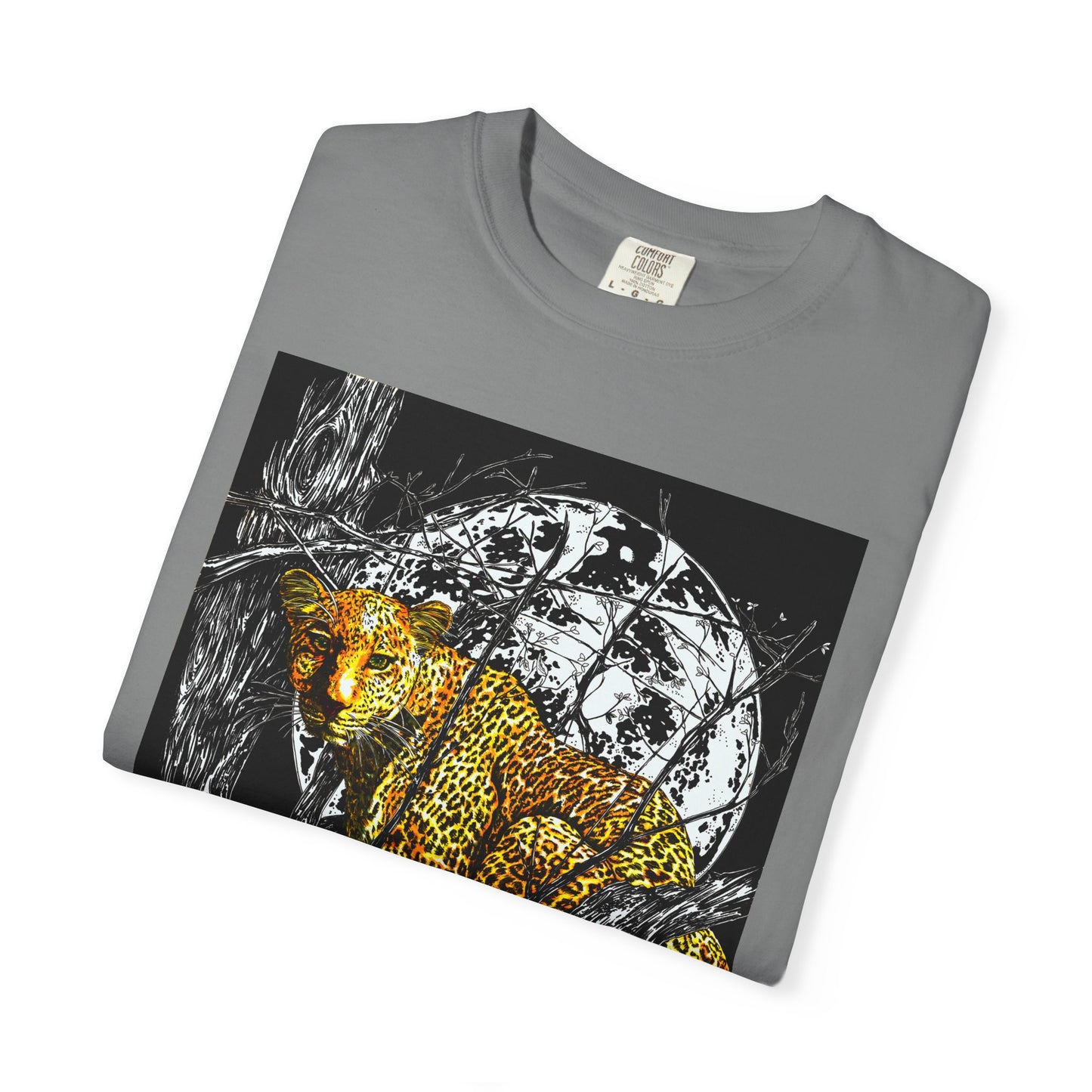 Moonlit Leopard Unisex Garment-Dyed T-Shirt - Wild Animal Art Tee