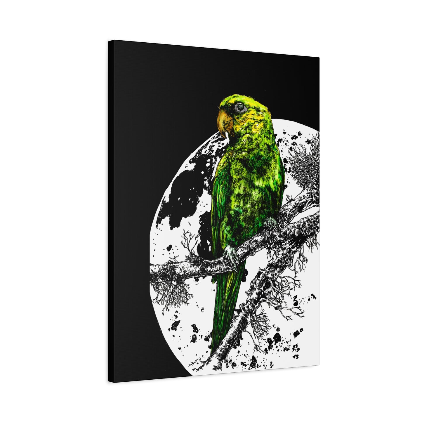 Green Parrot Wall Art Print - Matte Canvas, Stretched,