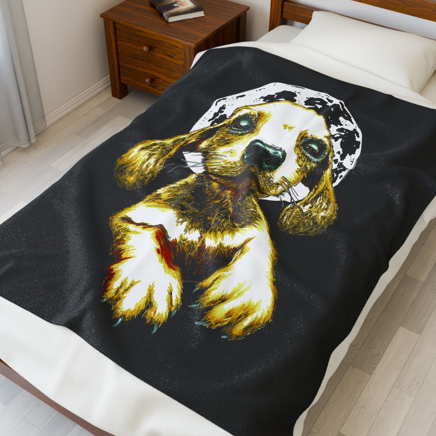 Cozy Velveteen Plush Blanket Adorable Dog Art for Pet Lovers