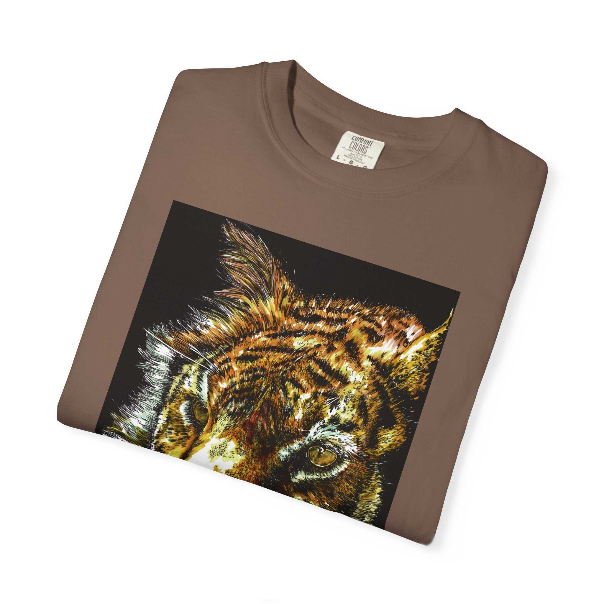 Discover your wild side with our Tiger Art T-Shirt - Vibrant Animal Print - Nature Lover's Apparel featuring the original hand drawn art. Stand out in style!