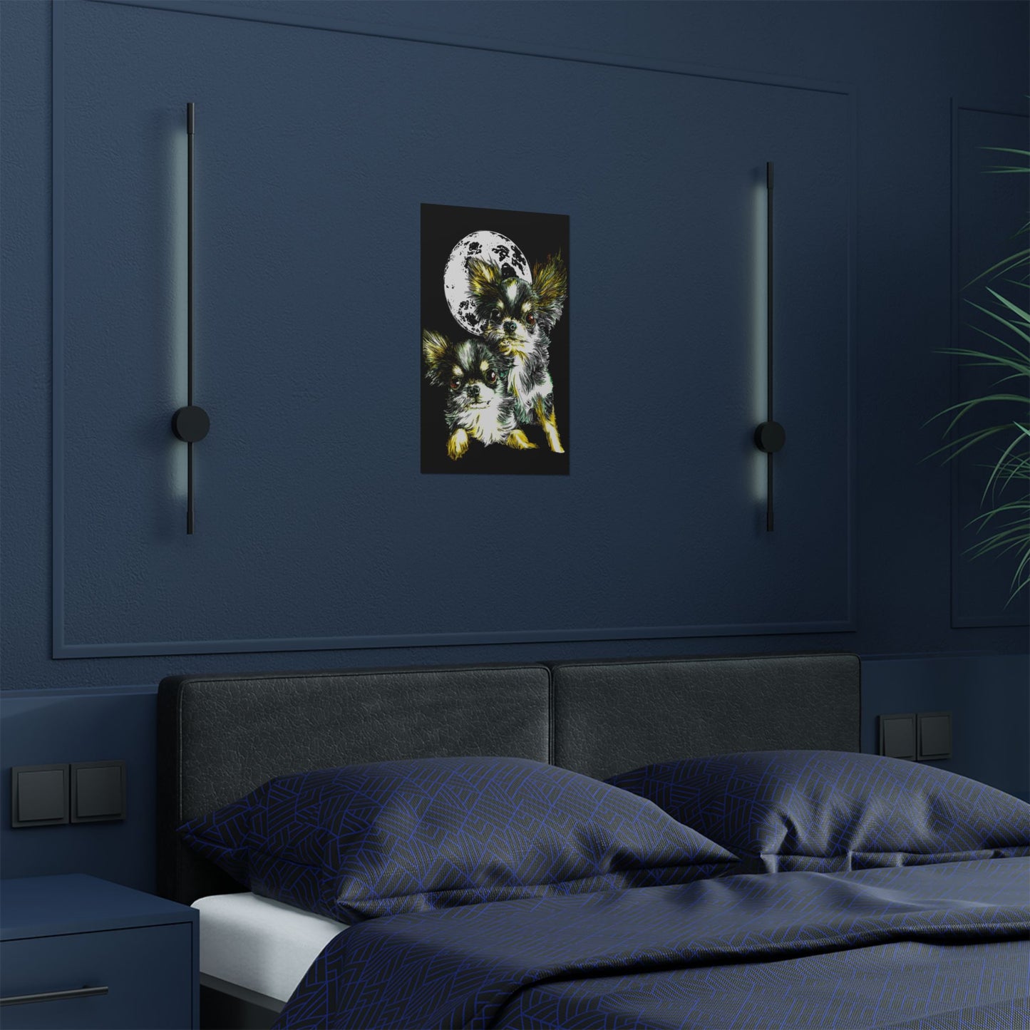 Chihuahua Moonlight Satin Poster - 300gsm Pet Art Decor