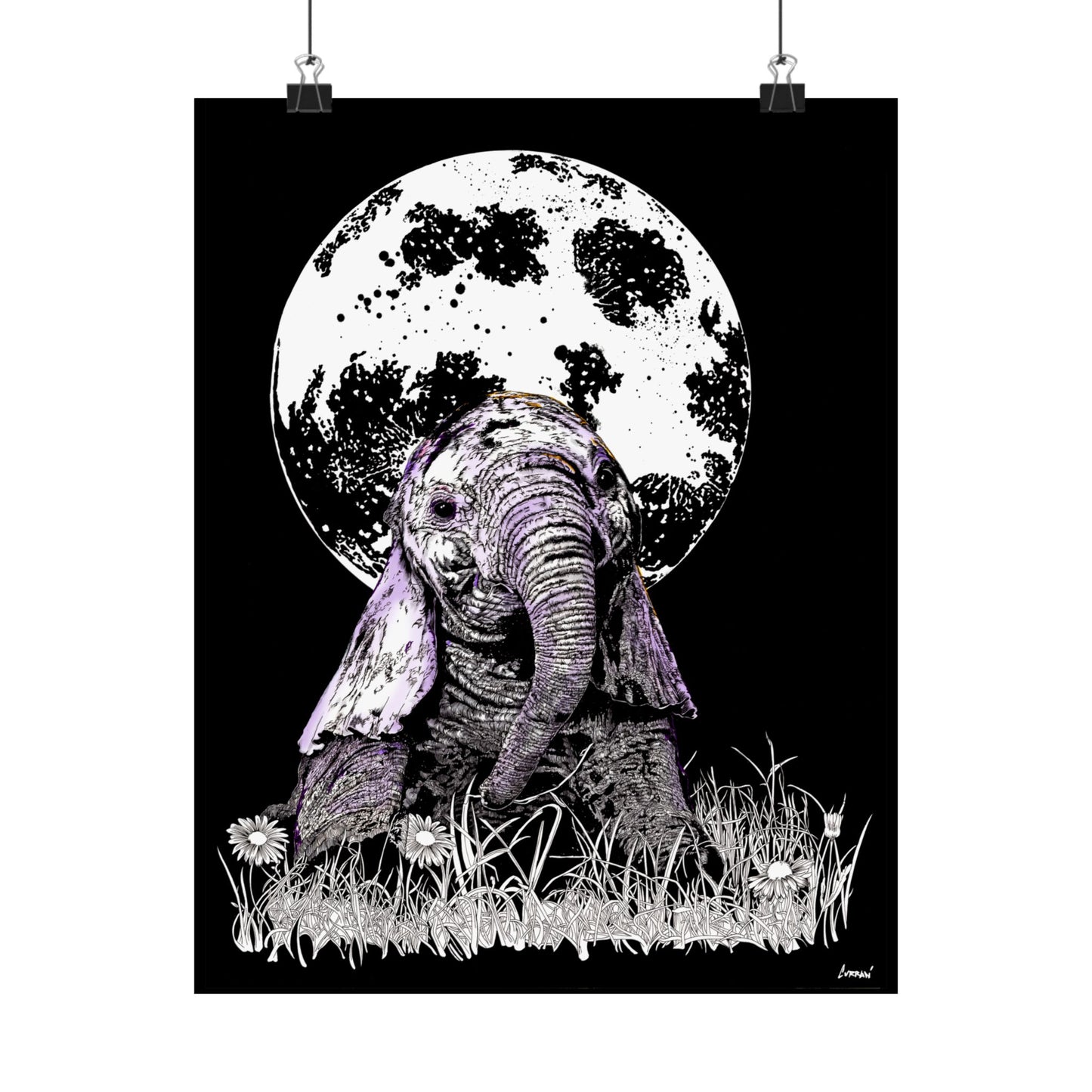Baby Elephant Satin Poster | Art Print for Nursery Decor